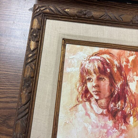 Signed Korin / Korim Vintage Frame Signed Child Portrait Oil Painting Must See! - Picture 5 of 11